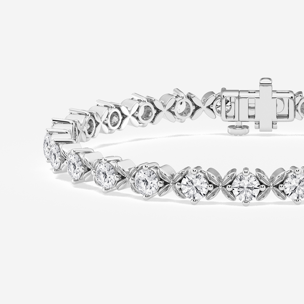 Additional Image 1 for  5 ctw Round Lab Grown Diamond Beveled X Tennis Bracelet - 6 Inches