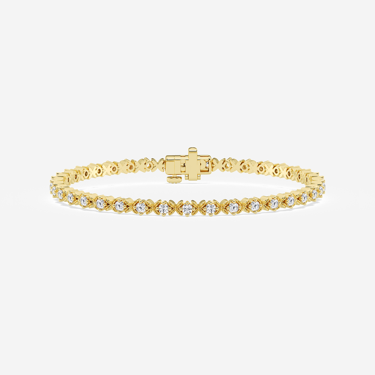1 ctw Round Lab Grown Diamond Beveled X Tennis Bracelet - 6 Inches
