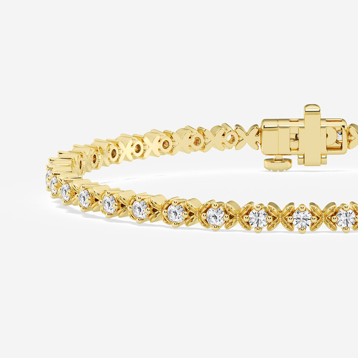 Additional Image 1 for  1 ctw Round Lab Grown Diamond Beveled X Tennis Bracelet - 6 Inches