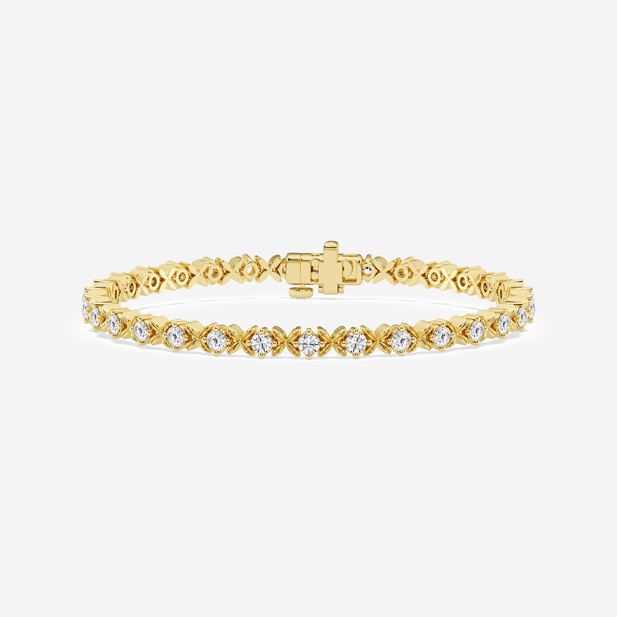 2 ctw Round Lab Grown Diamond Beveled X Tennis Bracelet - 6.5 Inches
