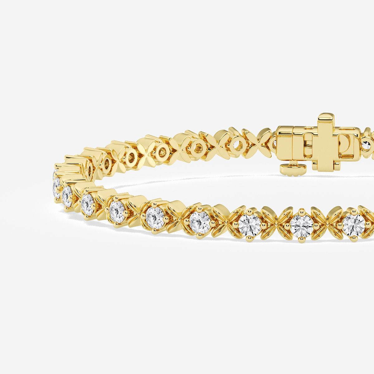 Additional Image 1 for  2 ctw Round Lab Grown Diamond Beveled X Tennis Bracelet - 6.5 Inches