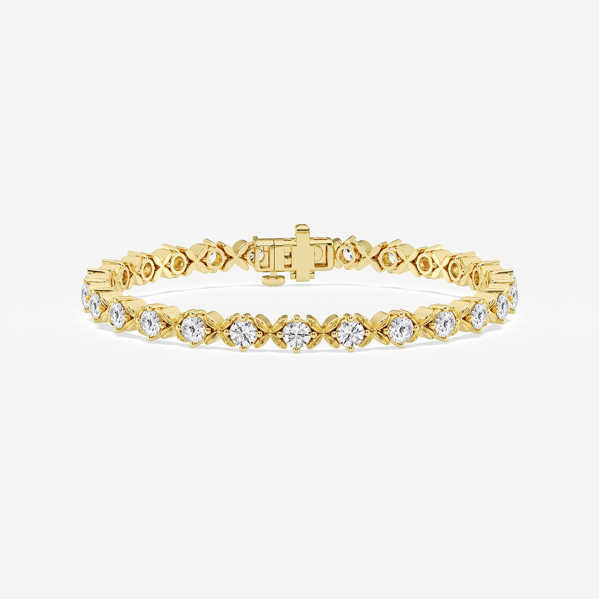 4 ctw Round Lab Grown Diamond Beveled X Tennis Bracelet - 7 Inches