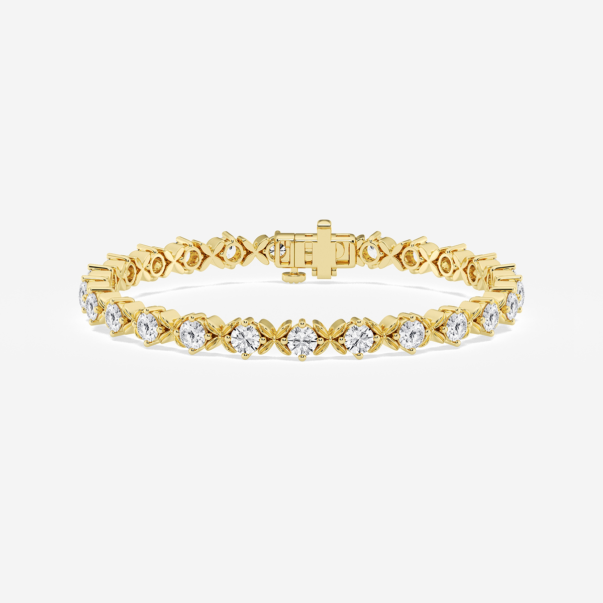5 ctw Round Lab Grown Diamond Beveled X Tennis Bracelet - 6.5 Inches
