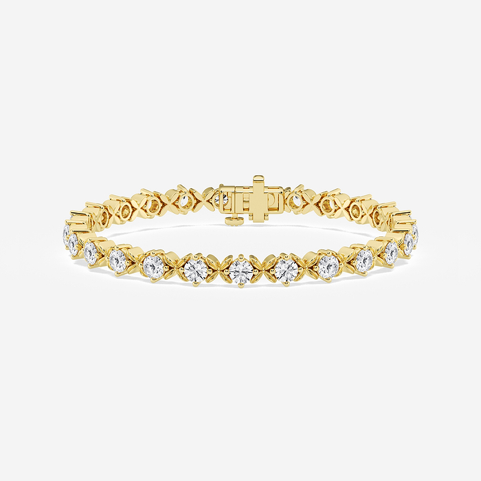 Beveled X Round - 5 ctw Round Lab Grown Diamond Beveled X Tennis Bracelet - 7 Inches