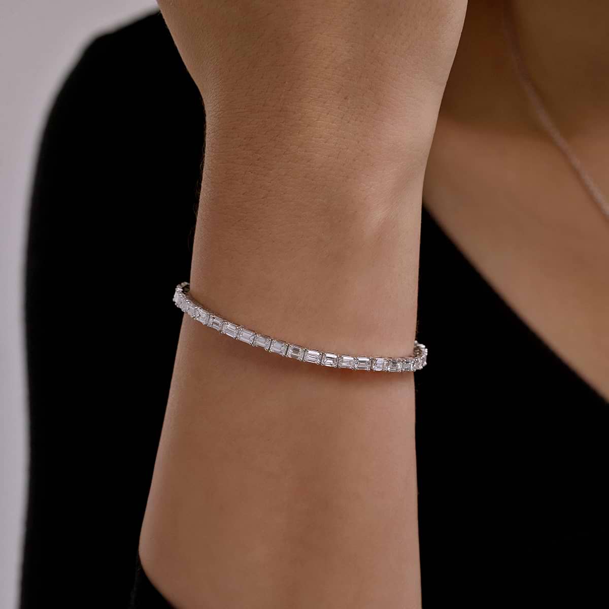 7 ctw Emerald Lab Grown Diamond East-West Tennis Bracelet - 7 Inches