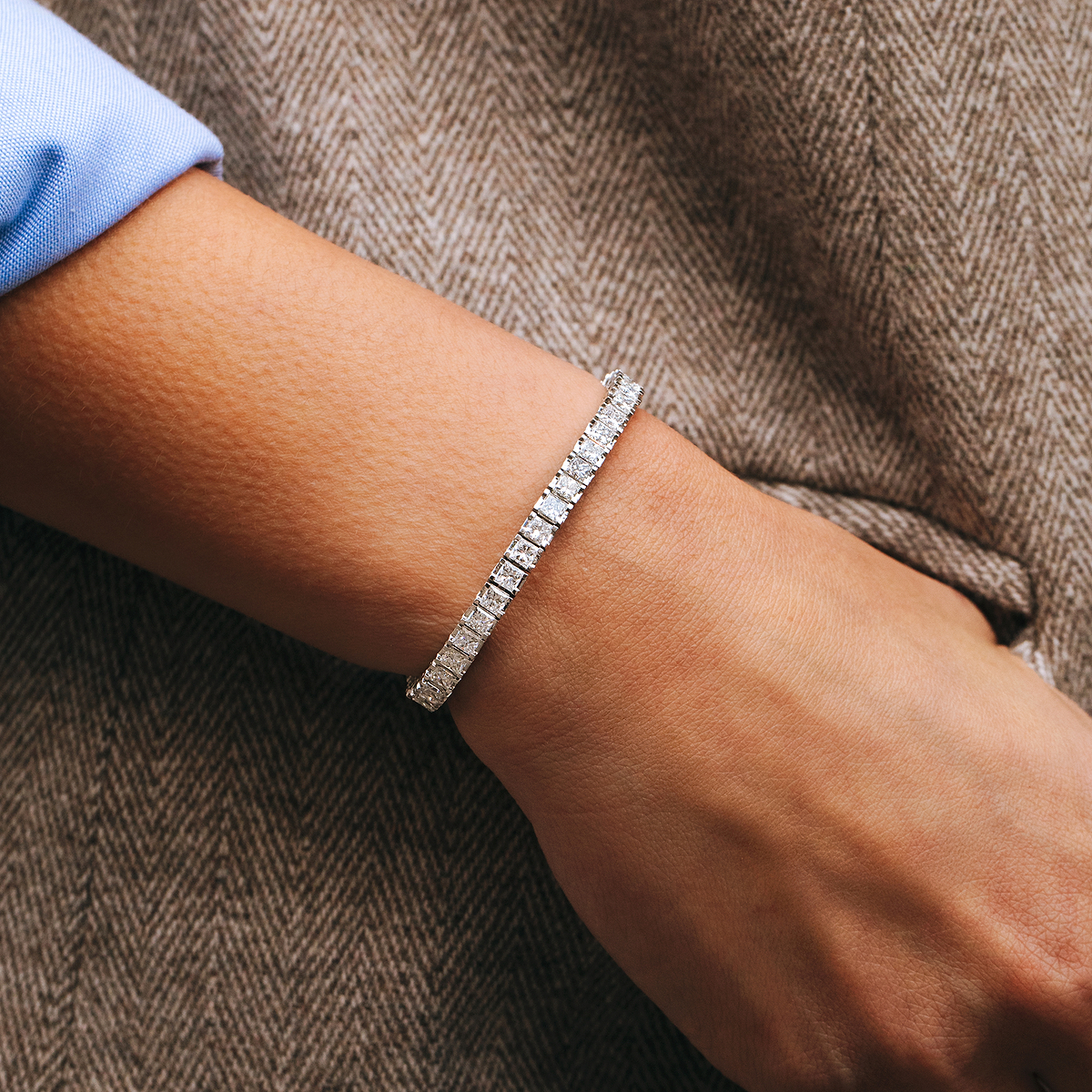 12 ctw Princess Lab Grown Diamond Tennis Bracelet - 7 Inches