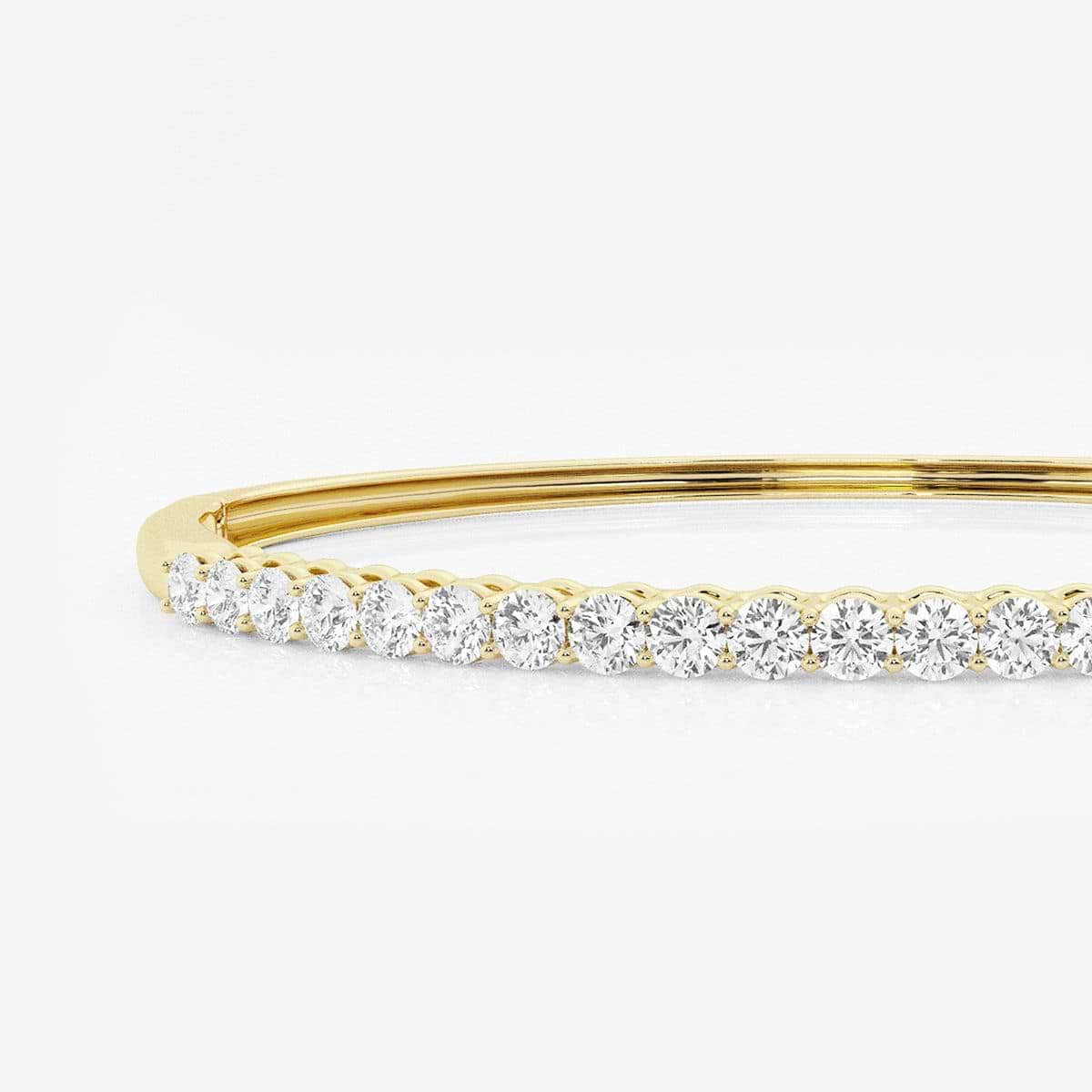 2 ctw Round Lab Grown Diamond Shared Prongs Bangle Bracelet - 7 Inches 14K Yellow Gold, F, VS2
