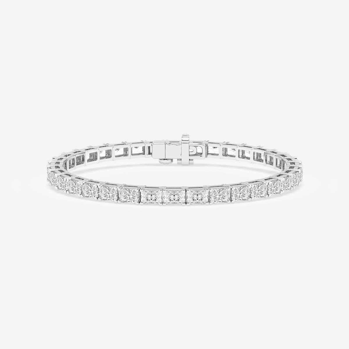 10 ctw Radiant Lab Grown Diamond East-West Tennis Bracelet - 7 Inches Platinum, F, VS2