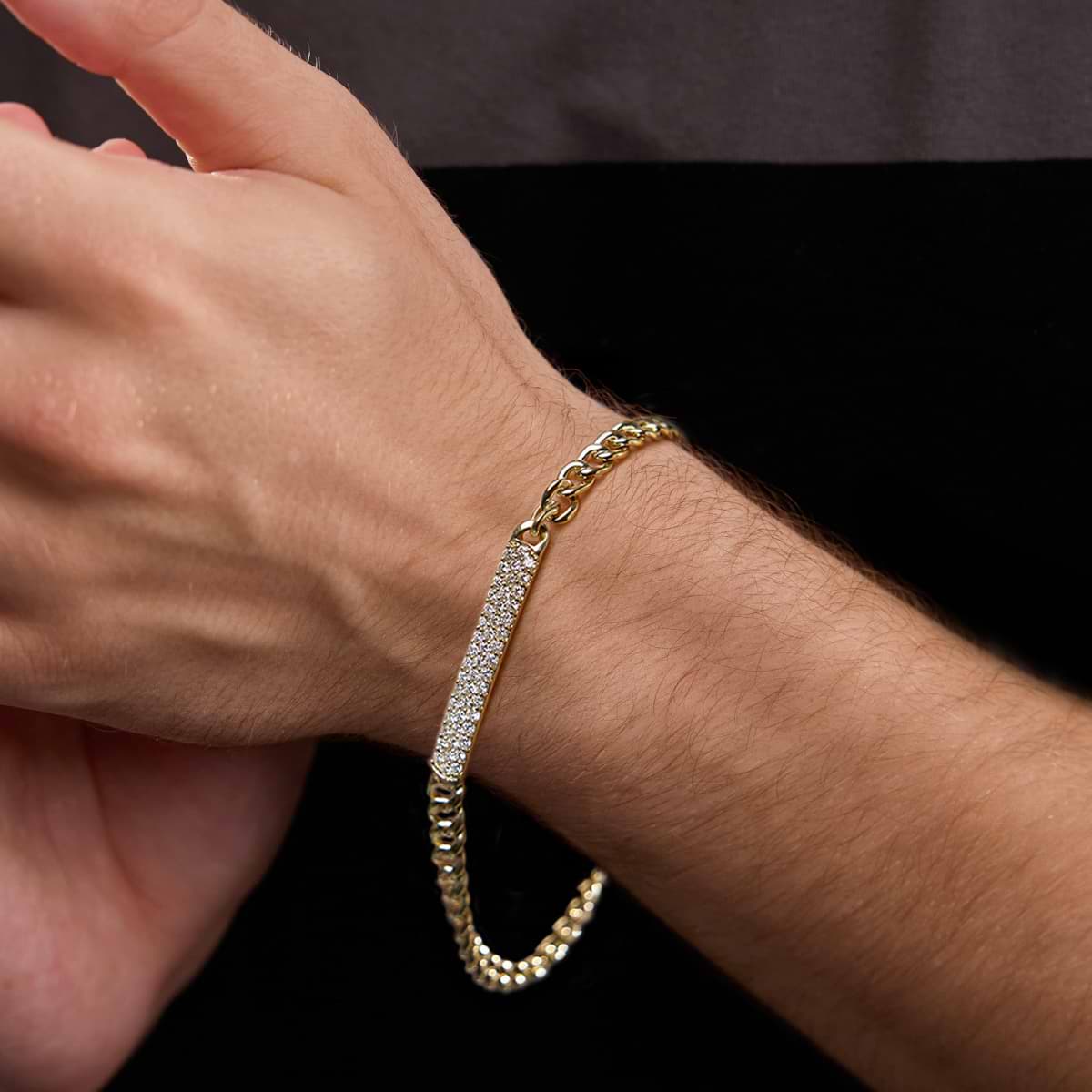 1 ctw Round Lab Grown Diamond ID Style Cuban Link Bracelet - 8 Inches