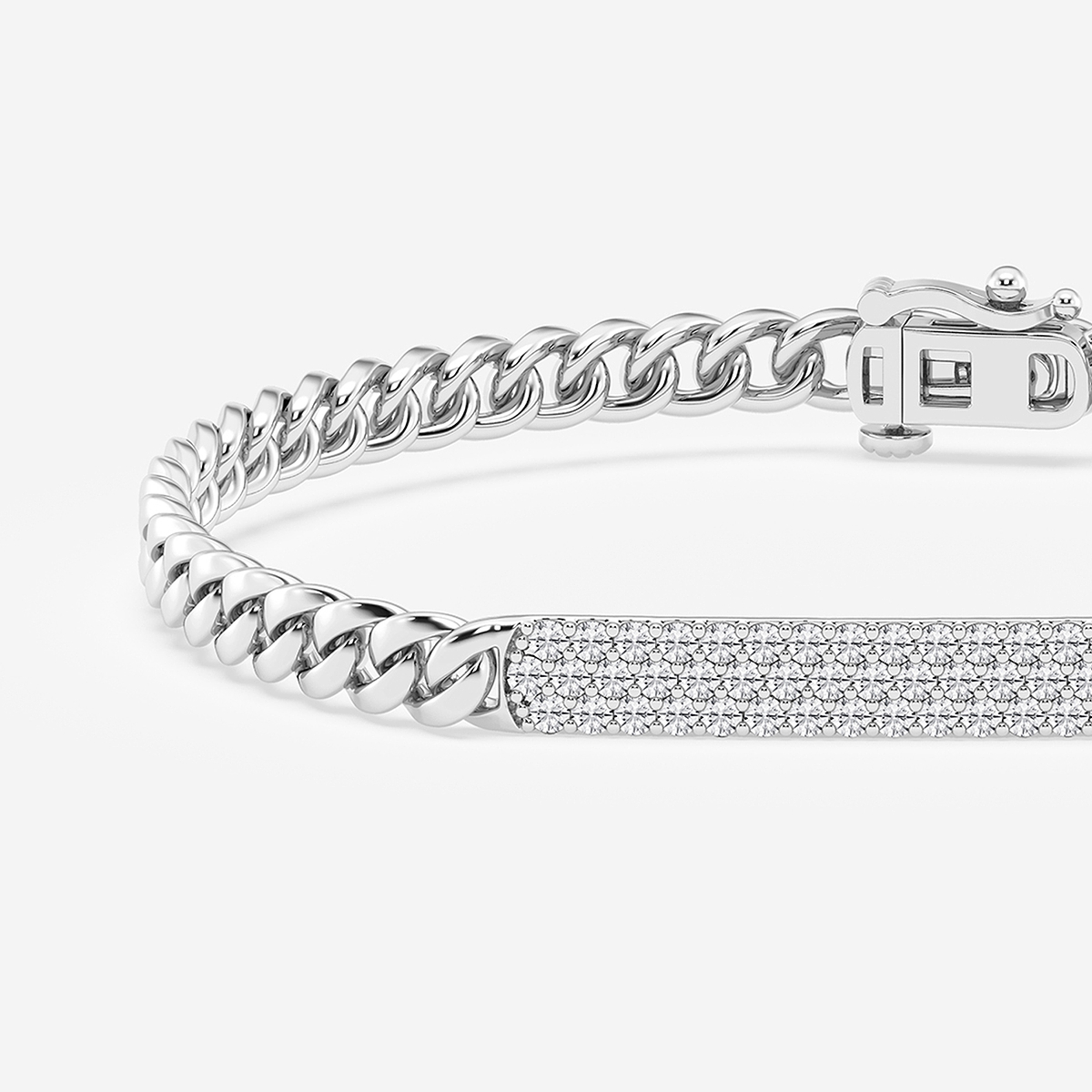 Additional Image 1 for  1 ctw Round Lab Grown Diamond ID Style Cuban Link Bracelet - 8 Inches