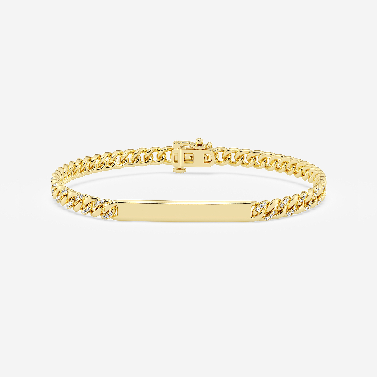 2/3 ctw Round Lab Grown Diamond ID Style Cuban Link Bracelet - 7.5 Inches