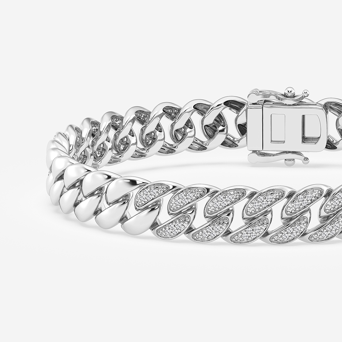 Additional Image 1 for  1/2 ctw Round Lab Grown Diamond Cuban Link Bracelet - 7.5 Inches