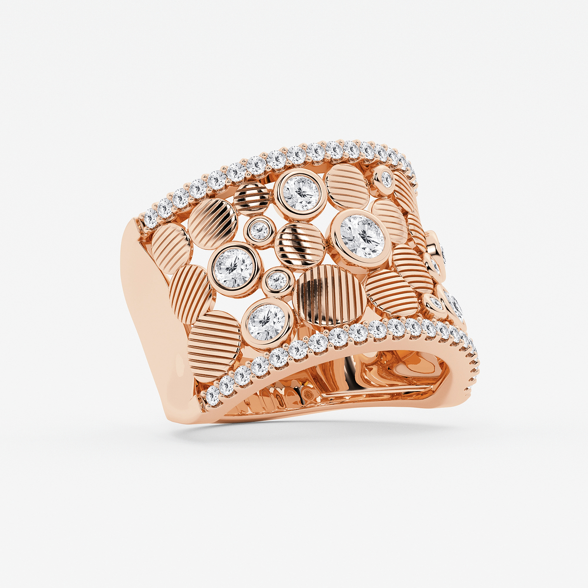 Additional Image 1 for  1 ctw Round Lab Grown Diamond Cigar Pebbles Band
