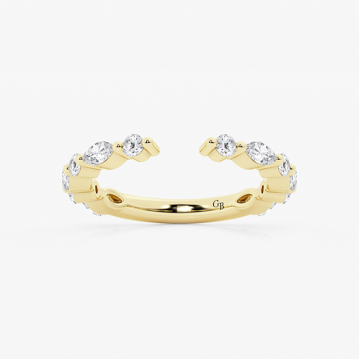 3/4 ctw Marquise and Round Lab Grown Diamond Open Wedding Band 14K Yellow Gold, F, VS2