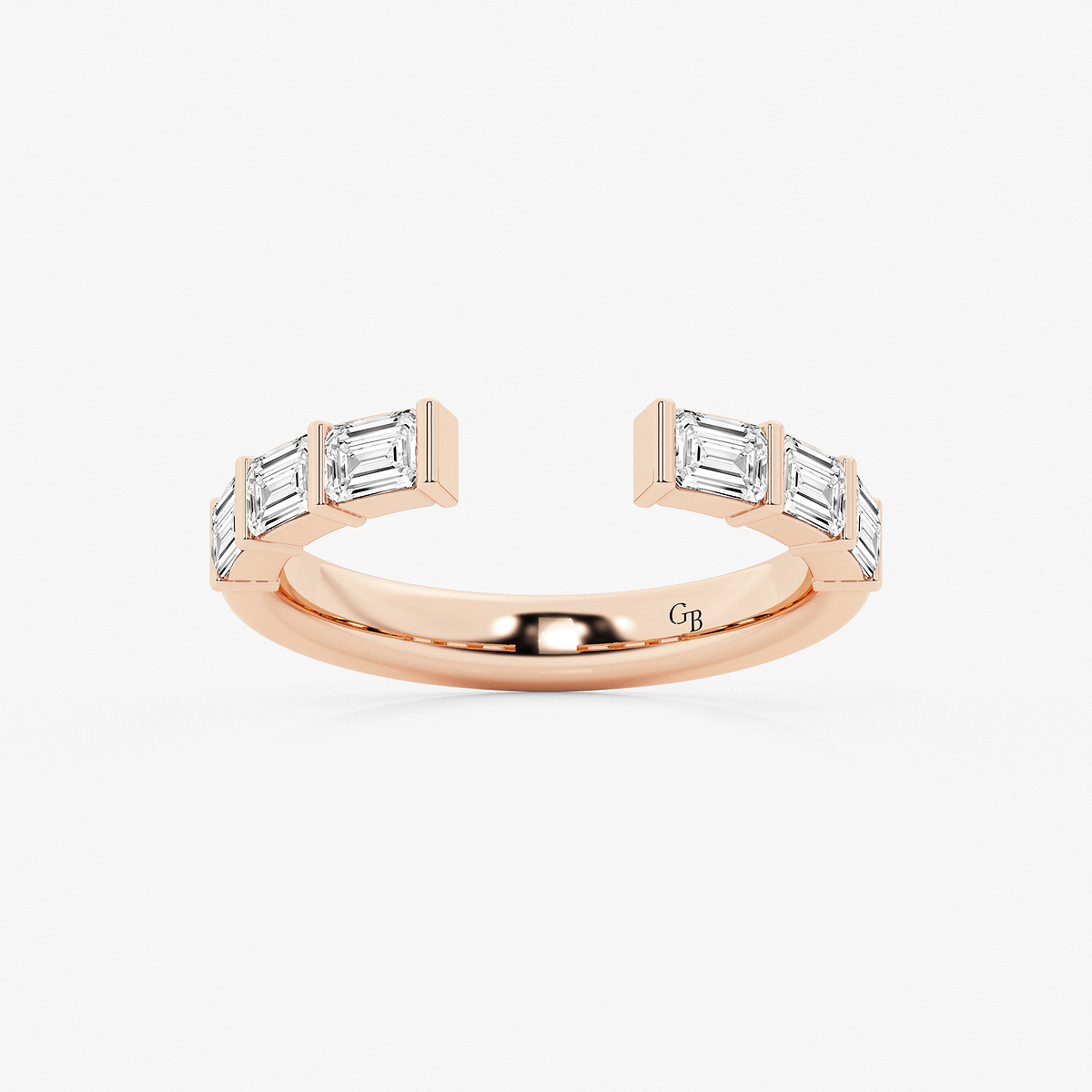 3/4 ctw Emerald Lab Grown Diamond Channel Set Nesting Wedding Band