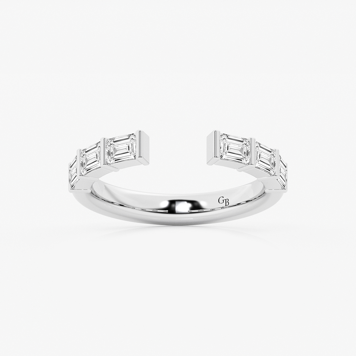 3/4 ctw Emerald Lab Grown Diamond Channel Set Nesting Wedding Band