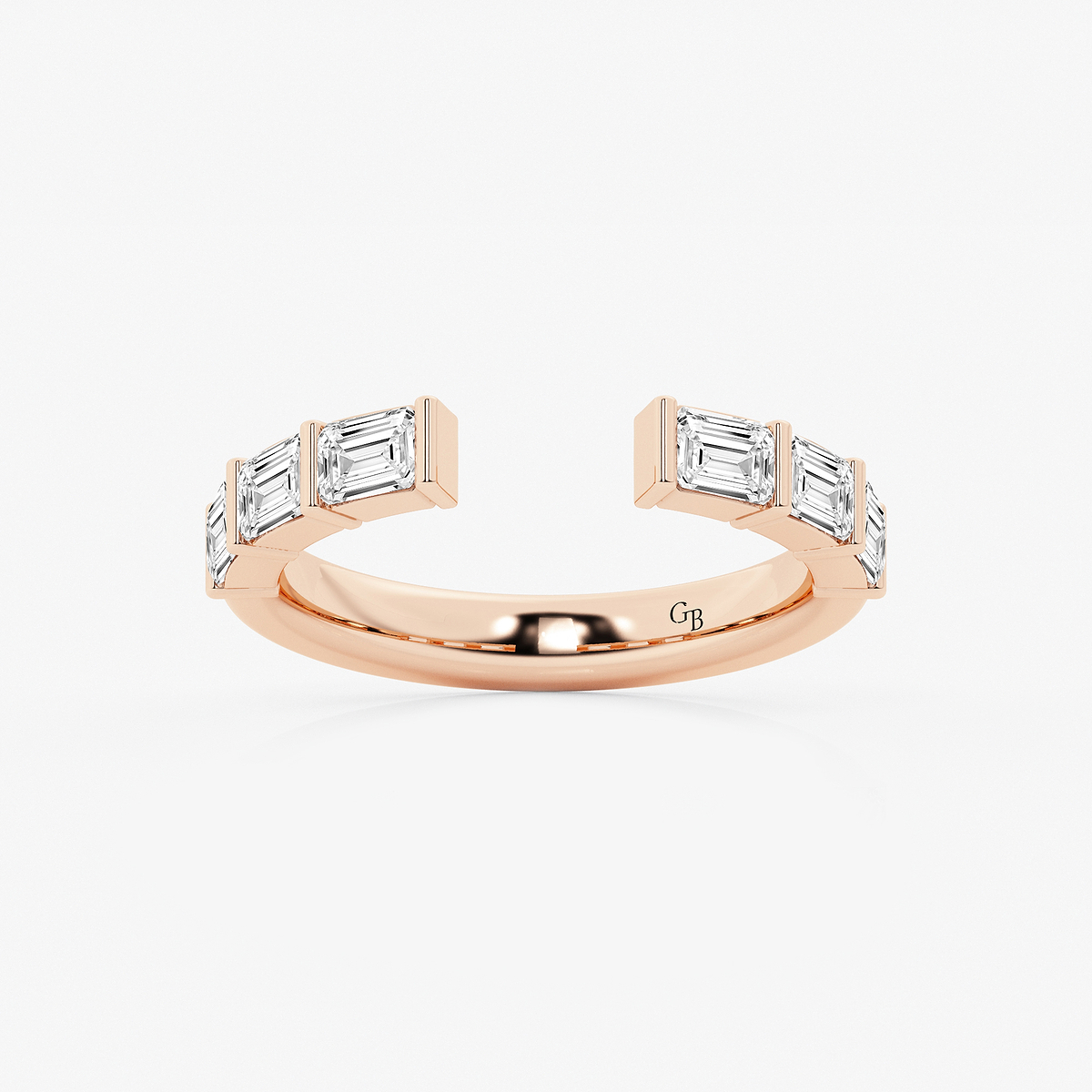 1 ctw Emerald Lab Grown Diamond Channel Set Nesting Wedding Band