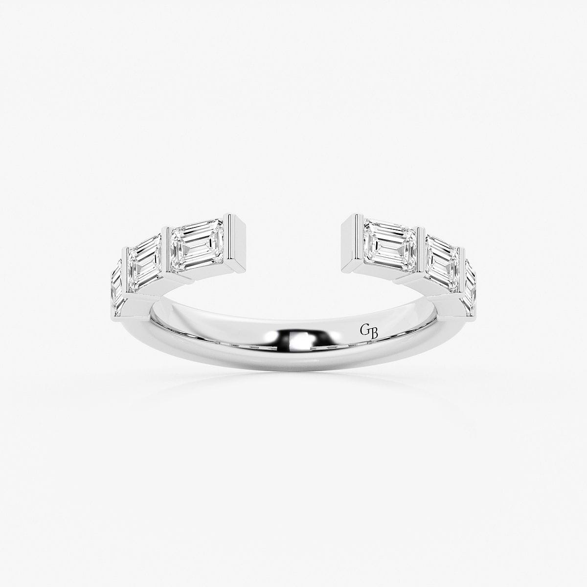 1 ctw Emerald Lab Grown Diamond Channel Set Open Wedding Band 14K White Gold, F, VS2