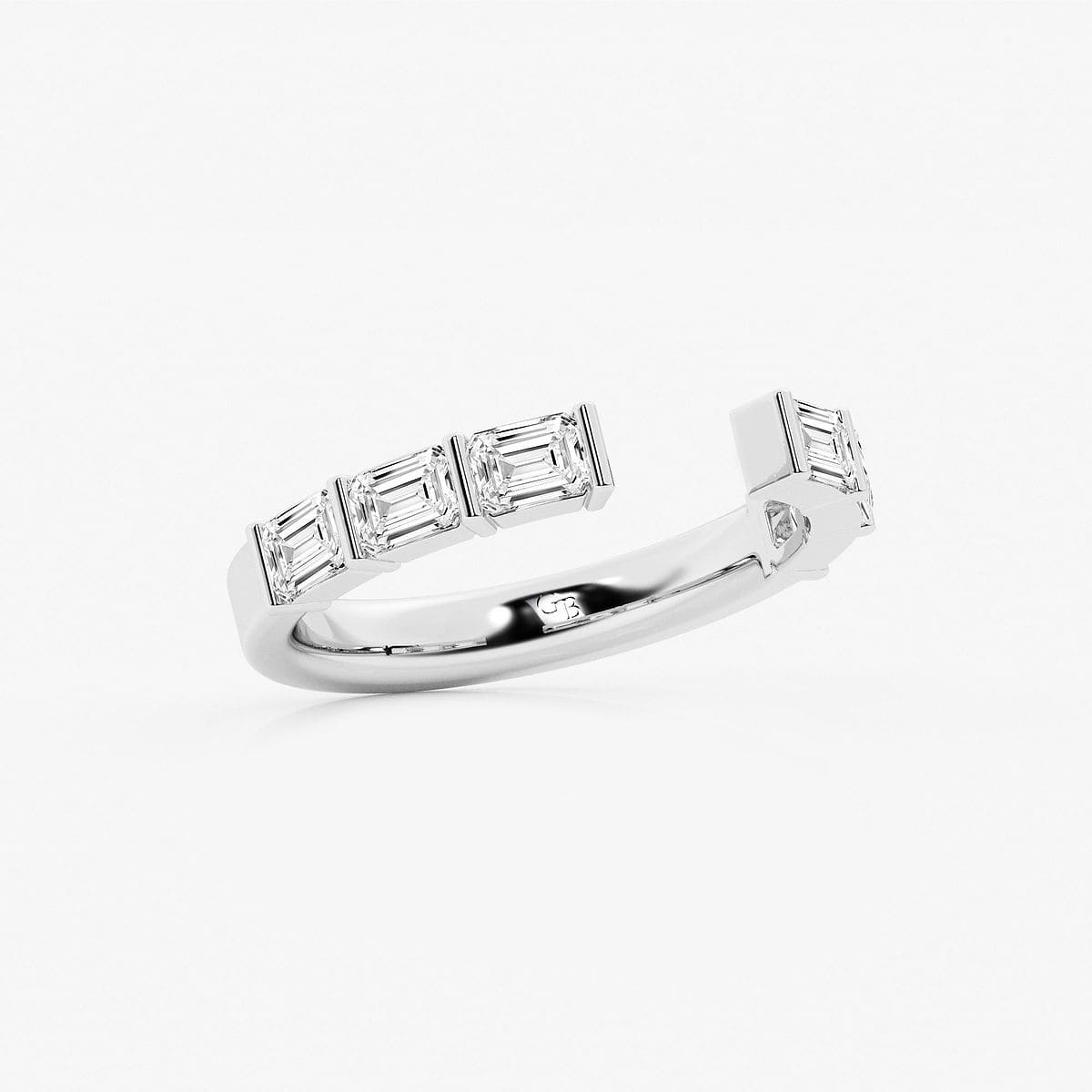 1 ctw Emerald Lab Grown Diamond Channel Set Open Wedding Band 14K White Gold, F, VS2