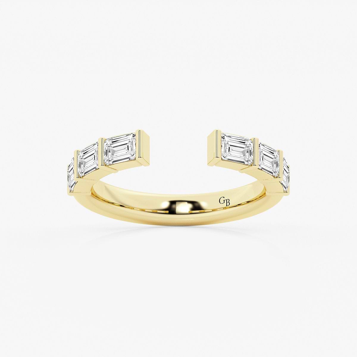 1 ctw Emerald Lab Grown Diamond Channel Set Open Wedding Band 14K Yellow Gold, F, VS2