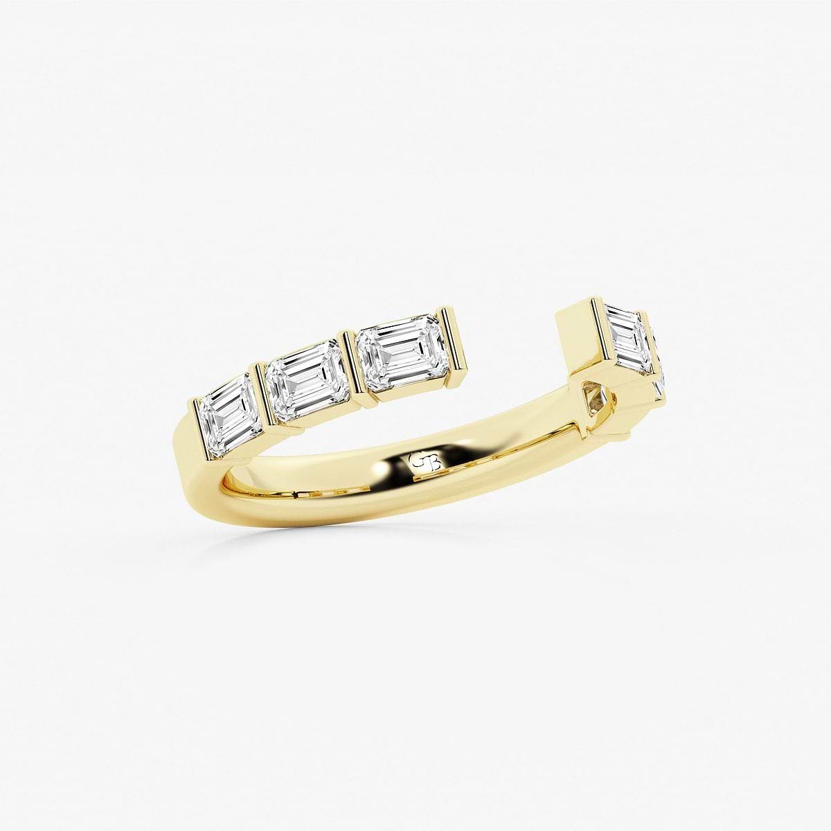 1 ctw Emerald Lab Grown Diamond Channel Set Open Wedding Band 14K Yellow Gold, F, VS2