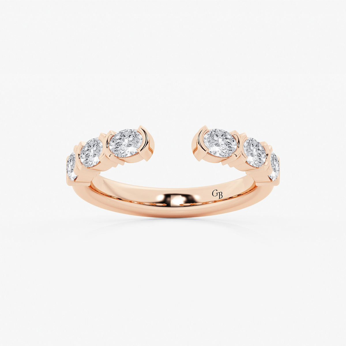 3/4 ctw Oval Lab Grown Diamond Channel Set Nesting Wedding Band