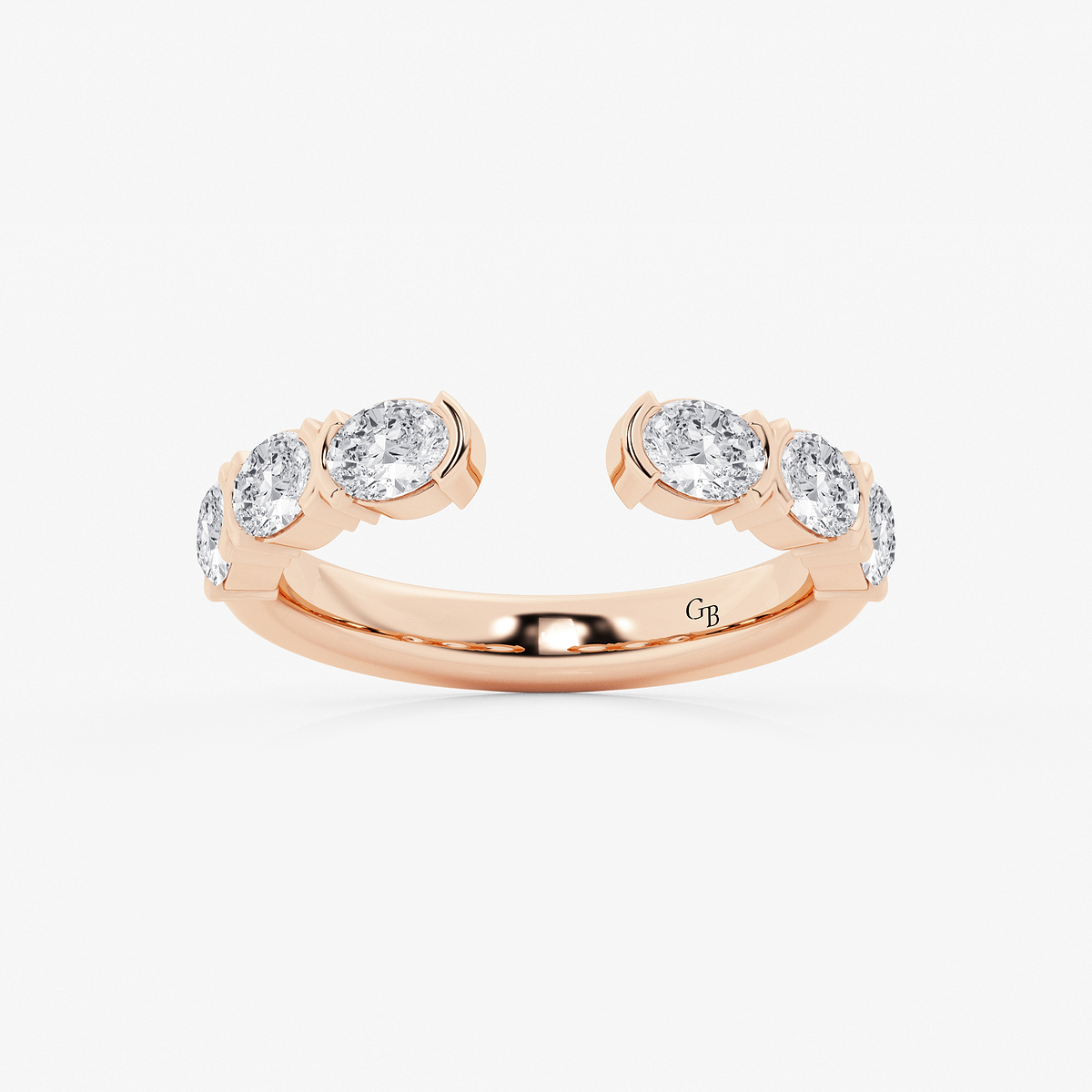1 ctw Oval Lab Grown Diamond Channel Set Nesting Wedding Band