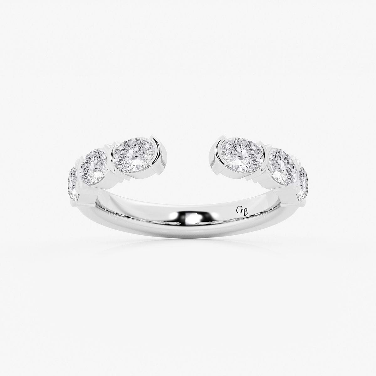 1 ctw Oval Lab Grown Diamond Channel Set Open Wedding Band 14K White Gold, DE, VS1