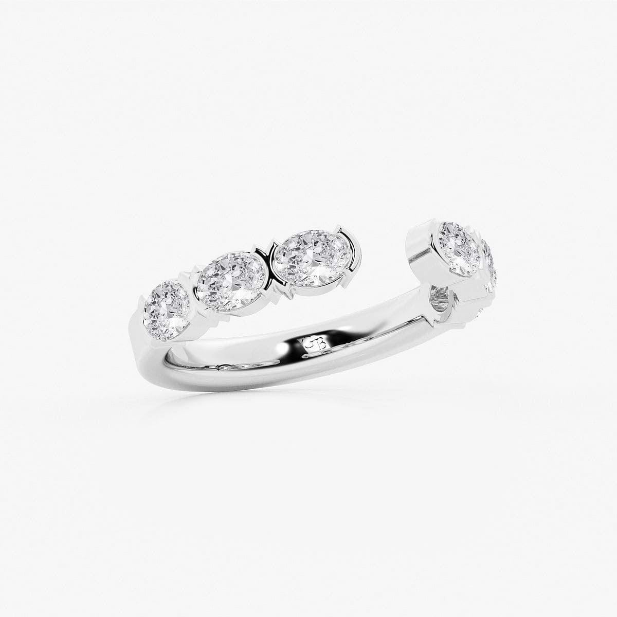 1 ctw Oval Lab Grown Diamond Channel Set Open Wedding Band 14K White Gold, DE, VS1