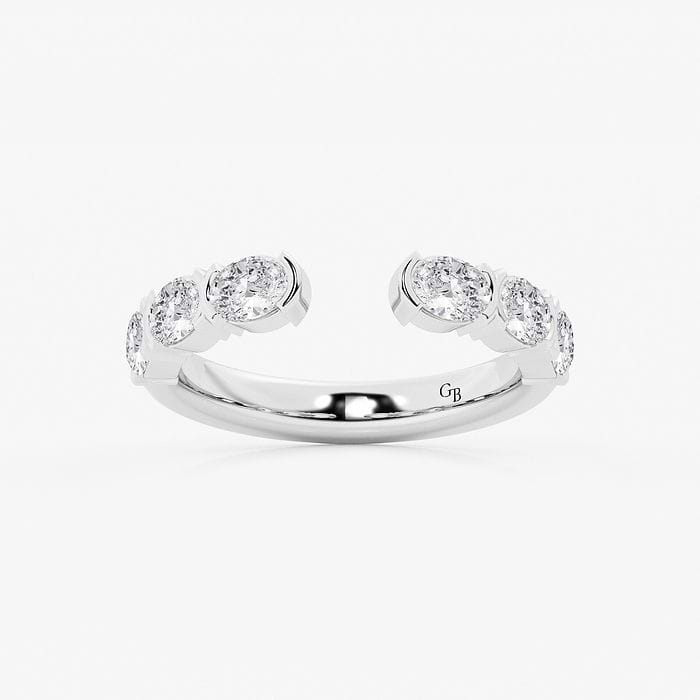 1 ctw Emerald Lab Grown Diamond Channel Set Open Wedding Band 14K White Gold, DE, VS1