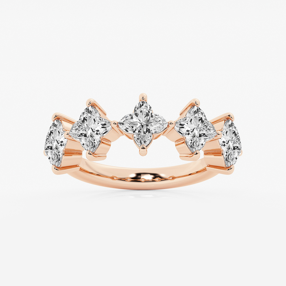 3 ctw Flower Lab Grown Diamond Five Stone Anniversary Band
