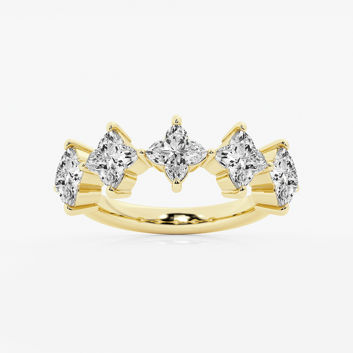 3 ctw Flower Lab Grown Diamond Five Stone Anniversary Band