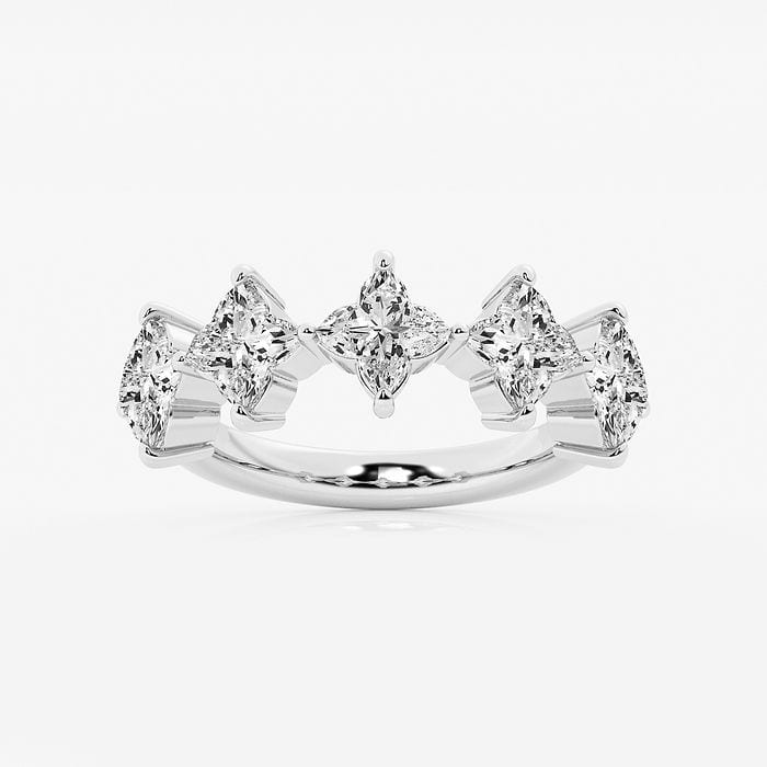 Muse - Five Stone Floral Cut  Anniversary Band