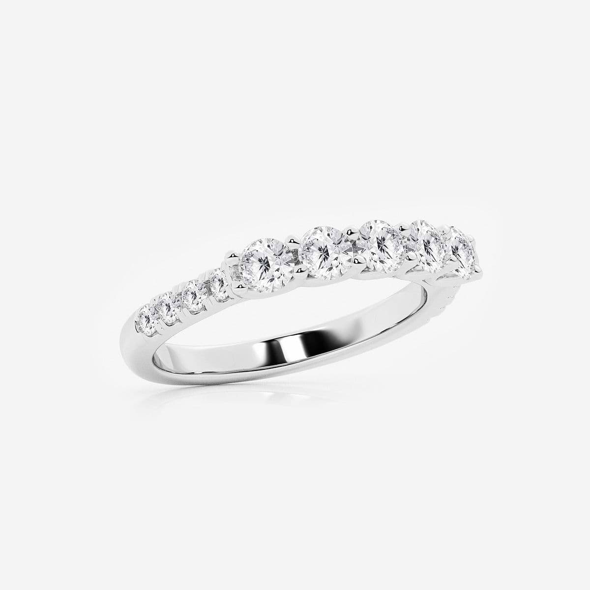 1 ctw Round Lab Grown Diamond Five Stone with Side Stones Fashion Band 14K White Gold, F, VS2