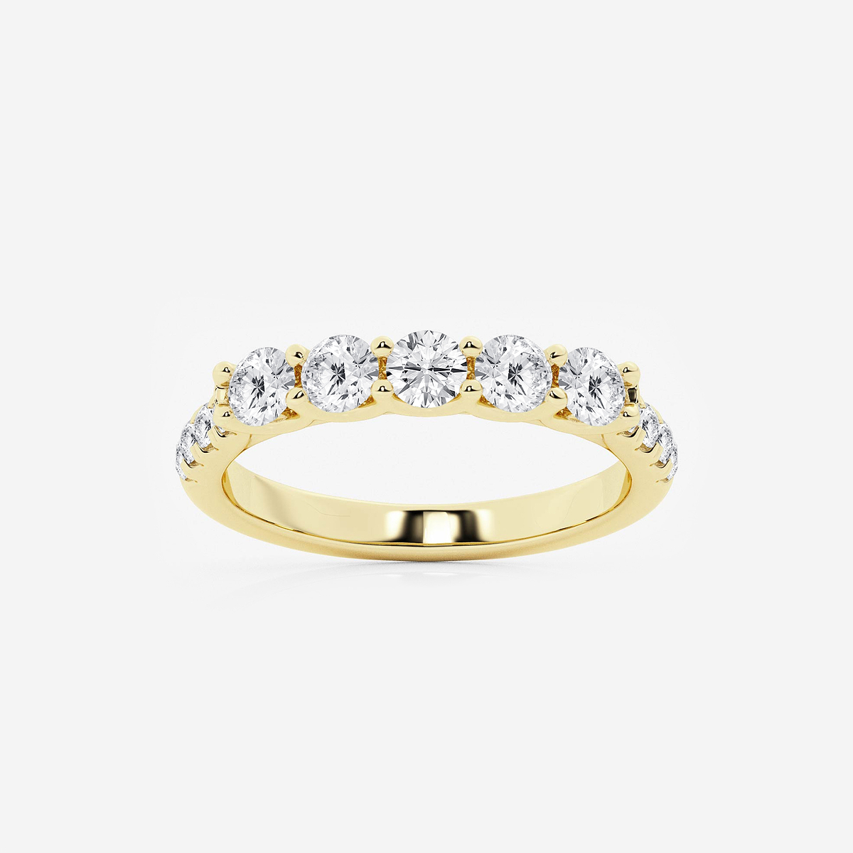 1 ctw Round Lab Grown Diamond Five Stone with Side Stones Band
