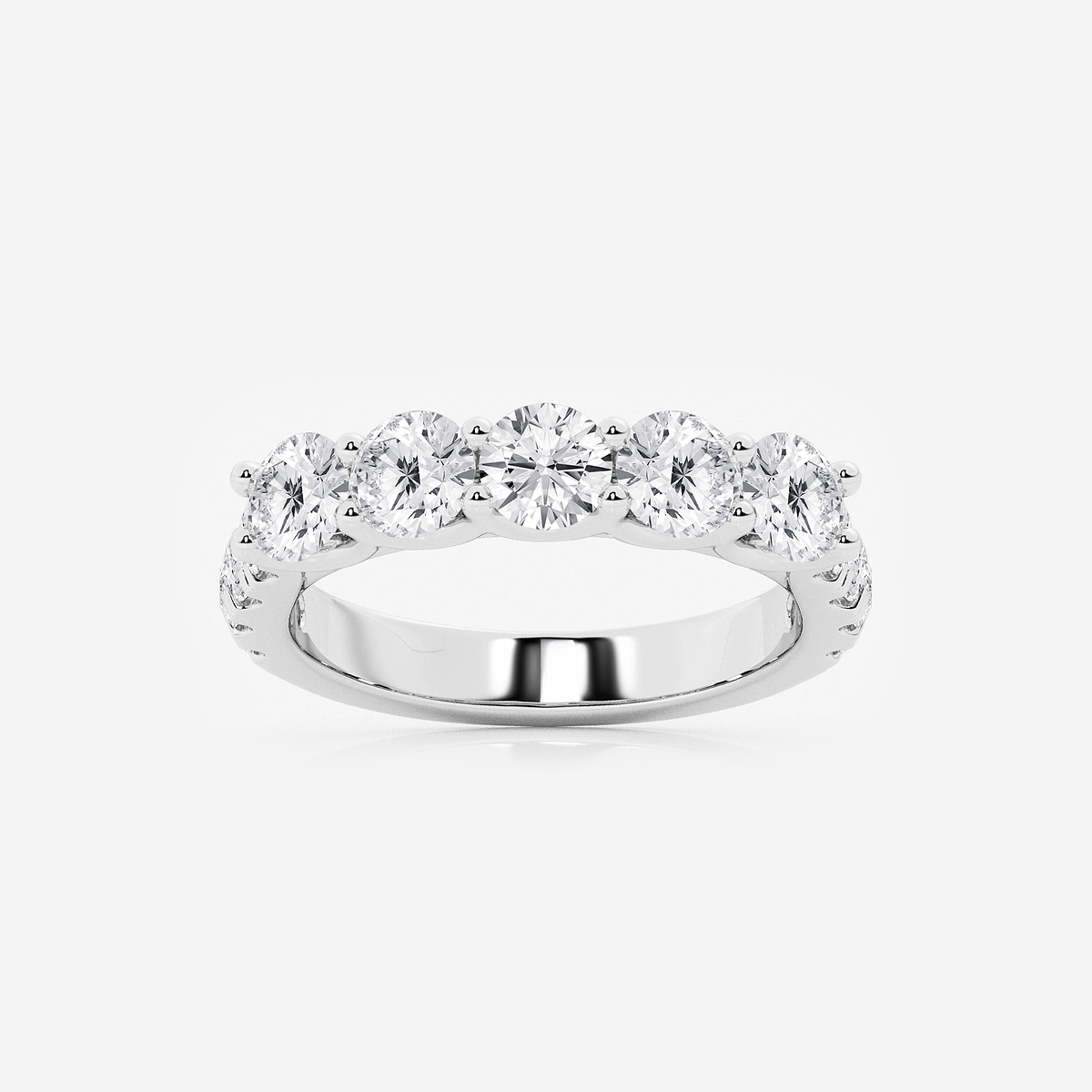 2 ctw Round Lab Grown Diamond Five Stone with Side Stones Band