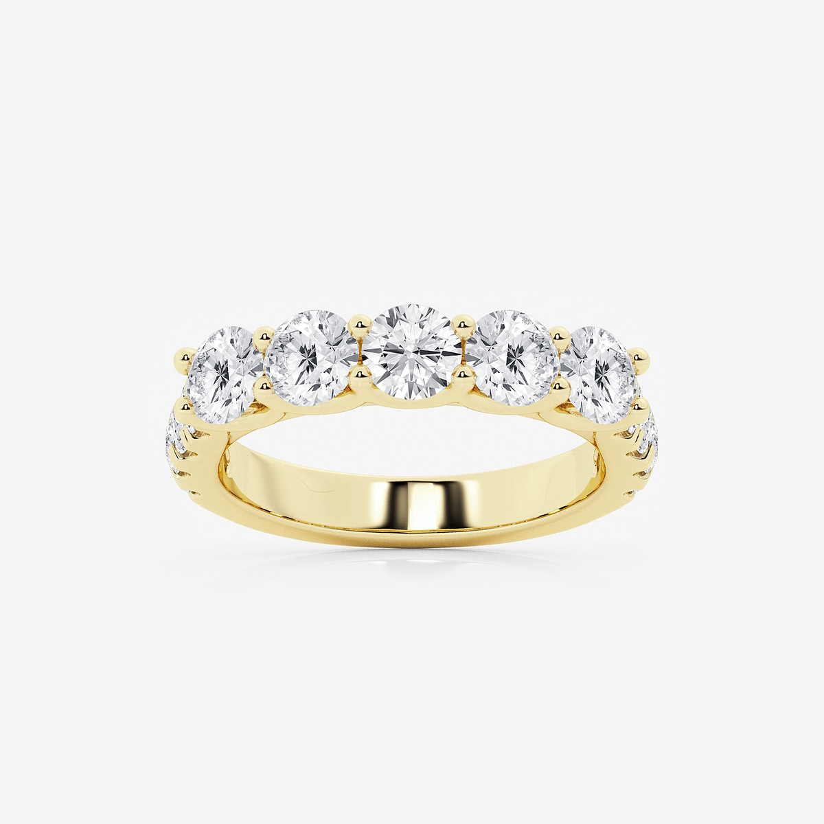 2 ctw Round Lab Grown Diamond Five Stone with Side Stones Band