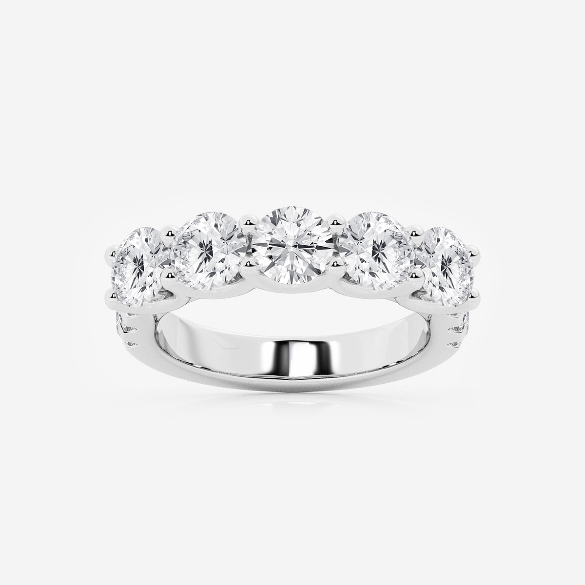 3 ctw Round Lab Grown Diamond Five Stone with Side Stones Band