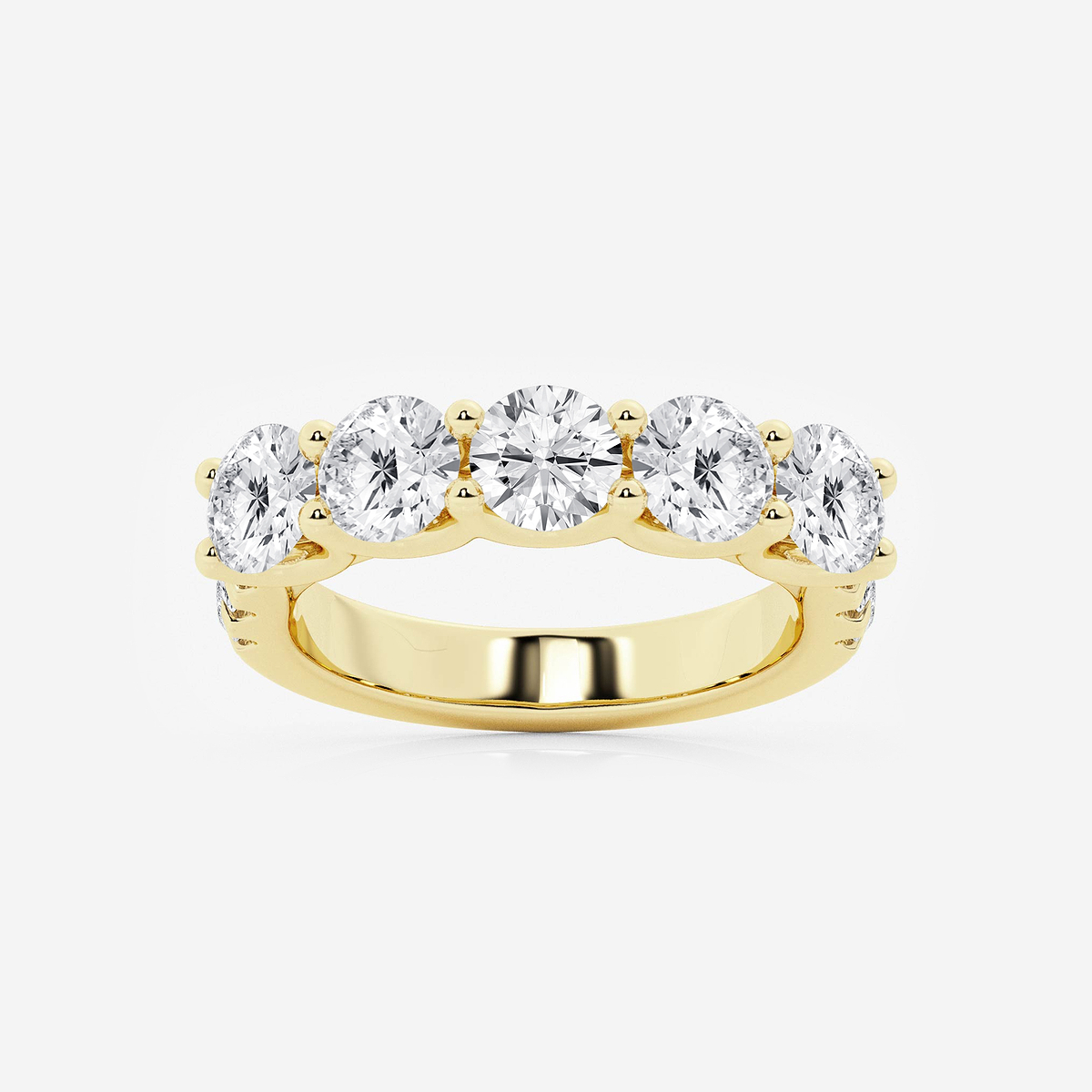 3 ctw Round Lab Grown Diamond Five Stone with Side Stones Band