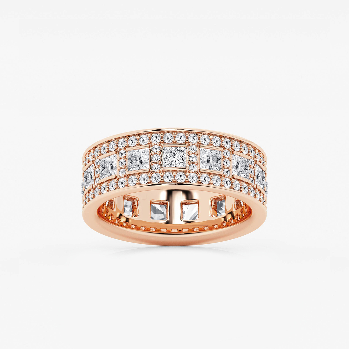 2 3/4 ctw Princess and Round Lab Grown Diamond Wide Eternity Band - 7mm Width