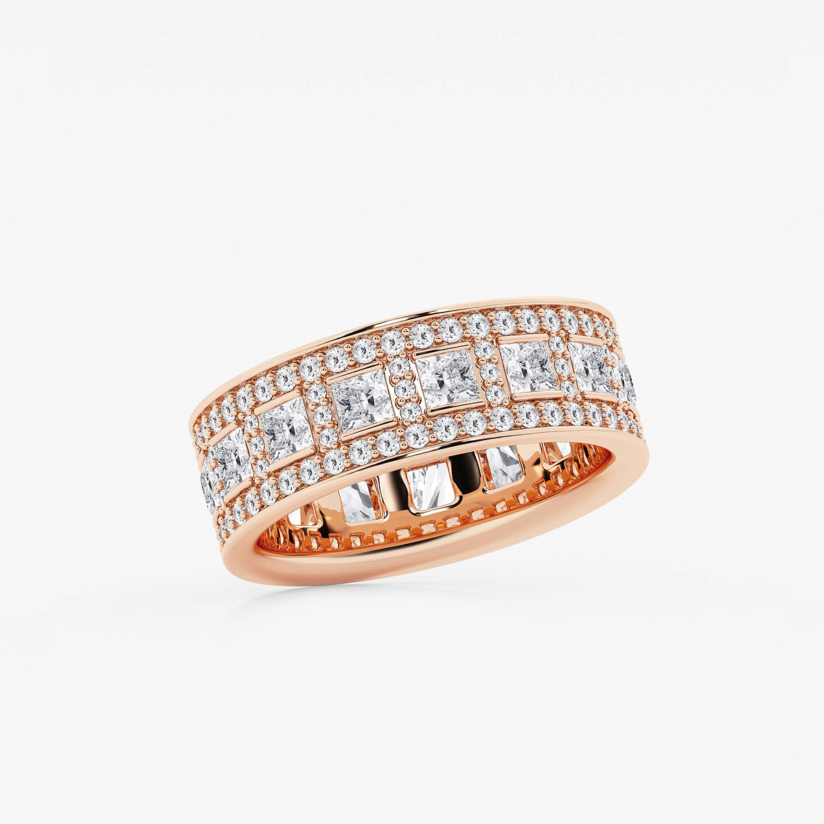 Additional Image 1 for  2 3/4 ctw Princess and Round Lab Grown Diamond Wide Eternity Band - 7mm Width