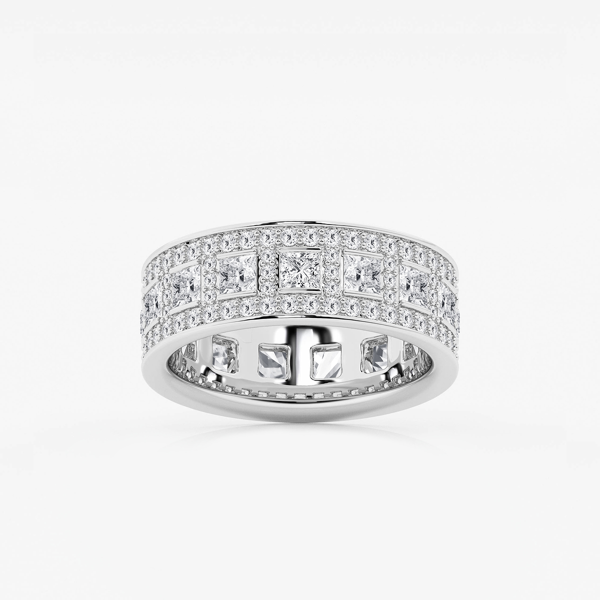 2 3/4 ctw Princess and Round Lab Grown Diamond Wide Eternity Band - 7mm Width