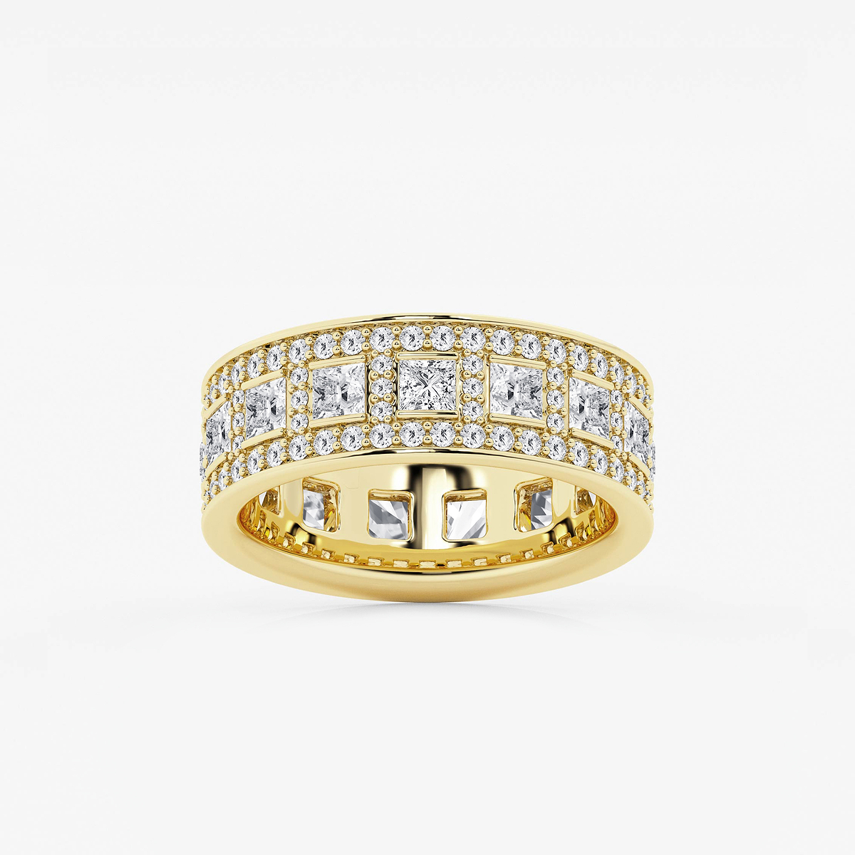 2 3/4 ctw Princess and Round Lab Grown Diamond Wide Eternity Band - 7mm Width