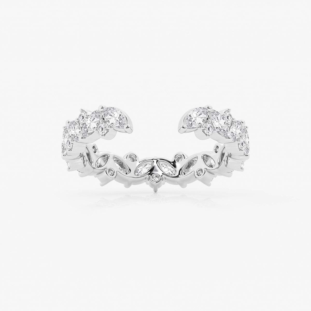 1 1/3 ctw Multi-Shape Lab Grown Diamond Open Wedding Band 14K White Gold, F, VS2