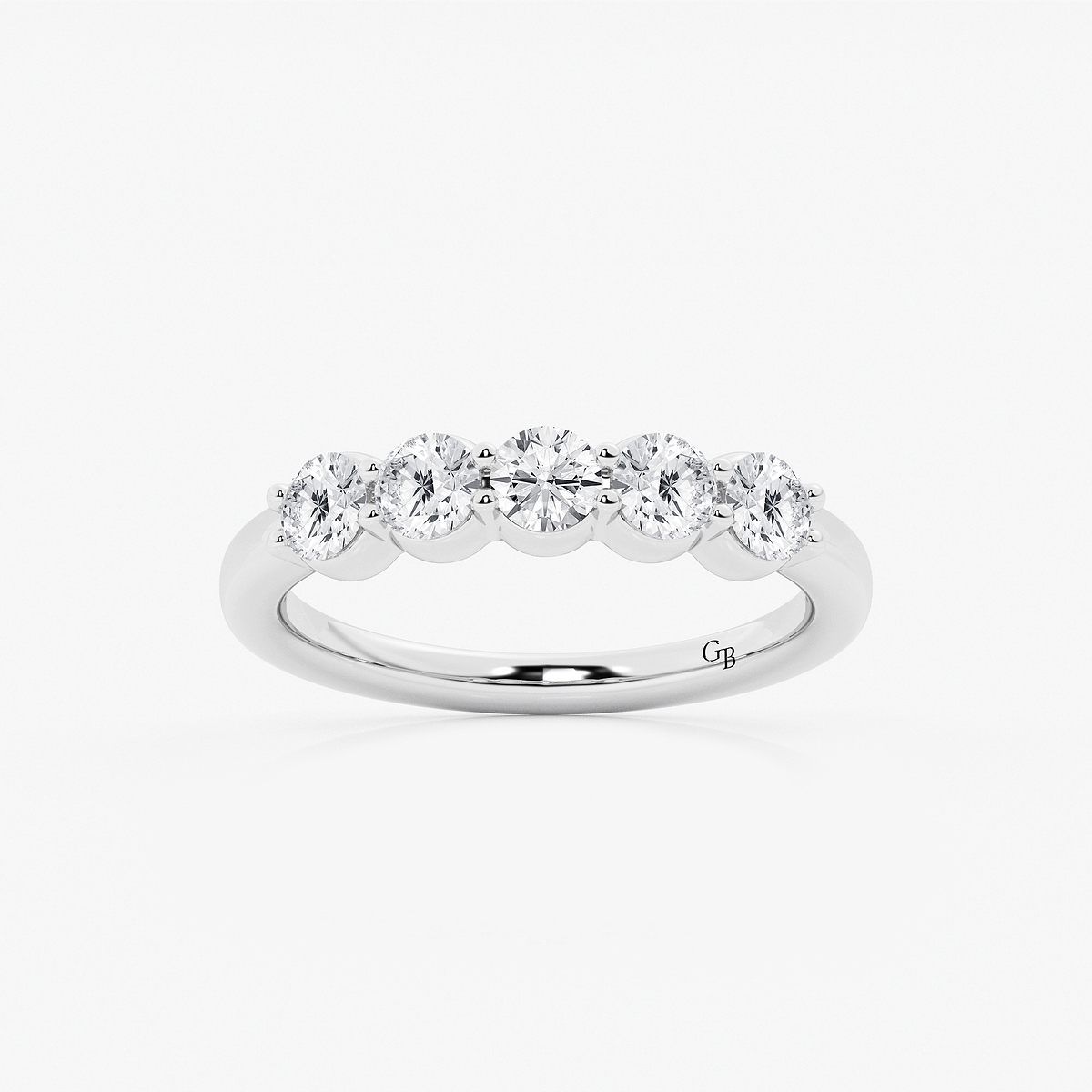 1 ctw Round Lab Grown Diamond Five Stone Shared Prong Anniversary Band