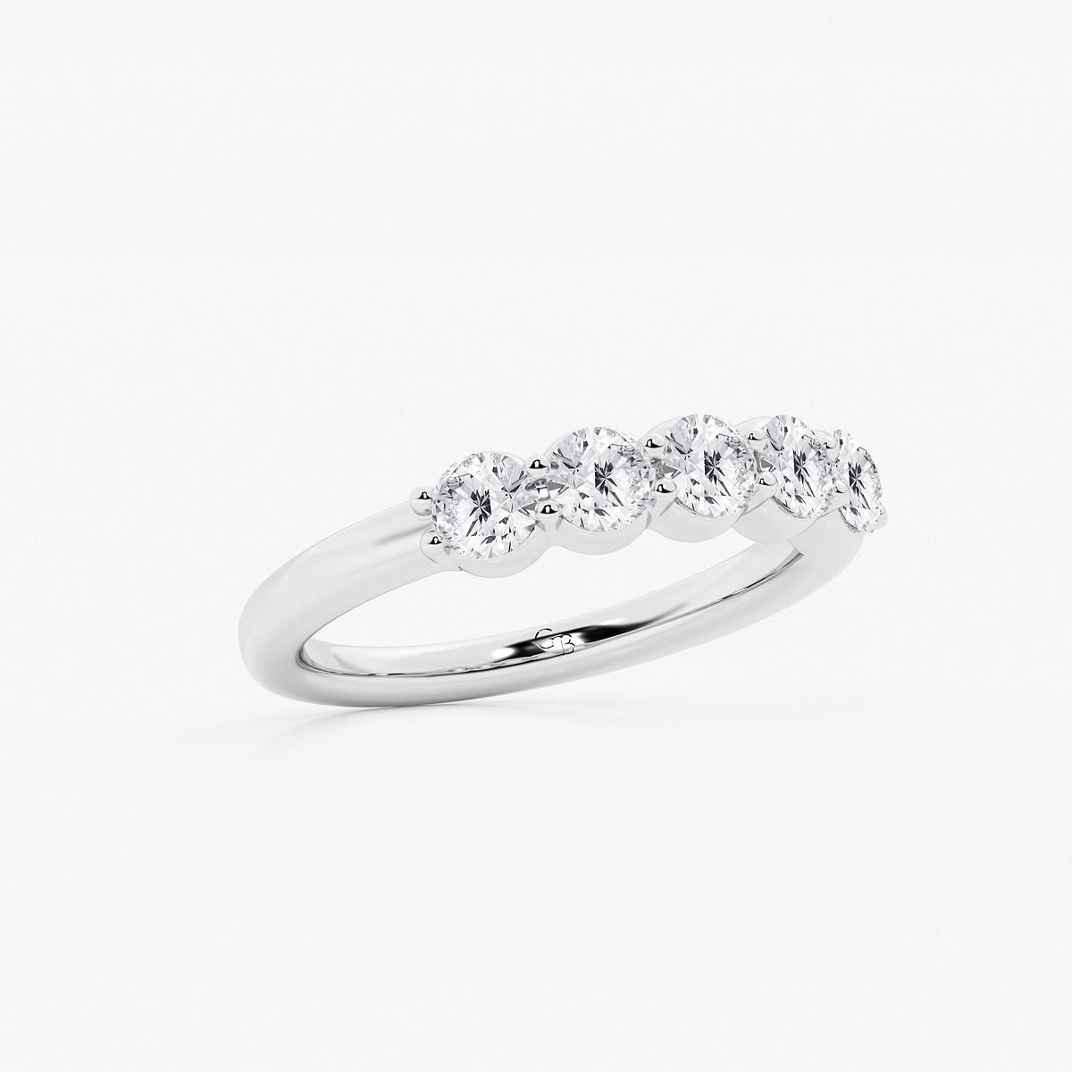 Additional Image 1 for  1 ctw Round Lab Grown Diamond Five Stone Shared Prong Anniversary Band