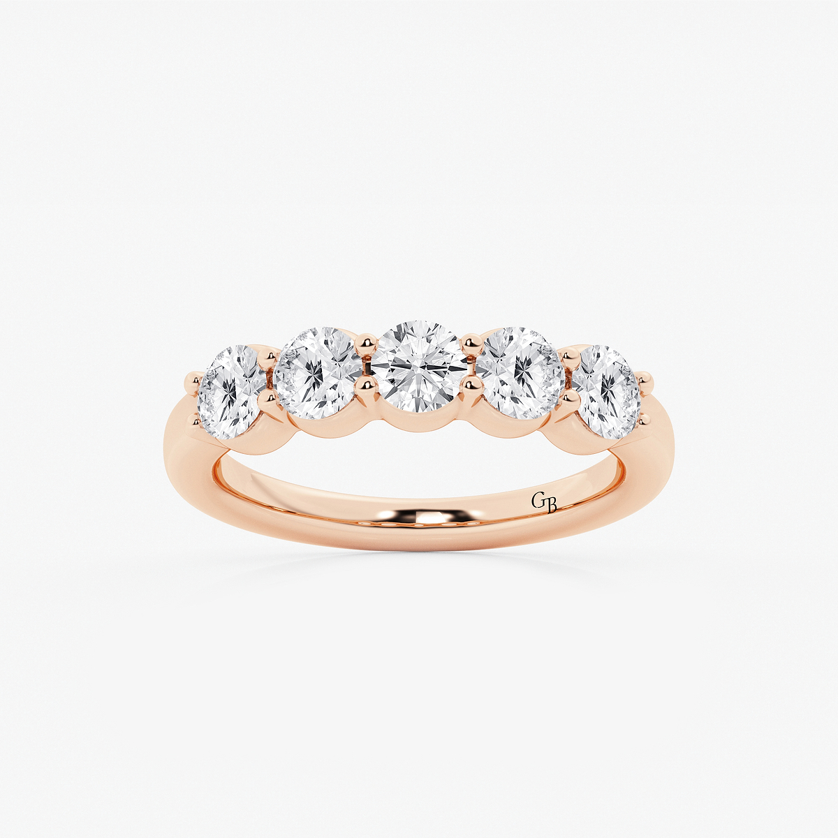 1 1/2 ctw Round Lab Grown Diamond Five Stone Shared Prong Anniversary Band
