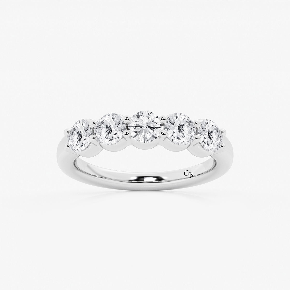 1 1/2 ctw Round Lab Grown Diamond Five Stone Shared Prong Anniversary Band