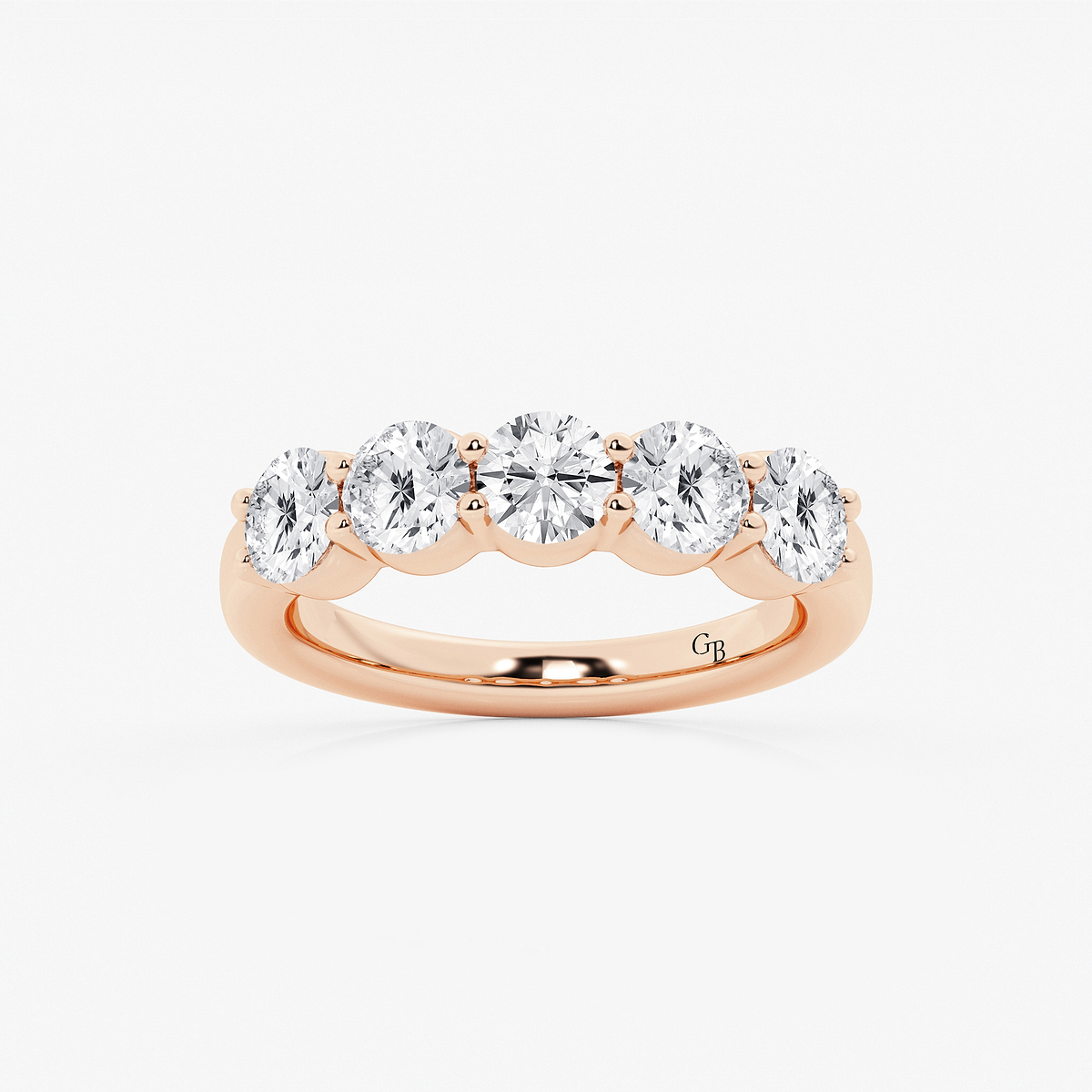 2 ctw Round Lab Grown Diamond Five Stone Shared Prong Anniversary Band