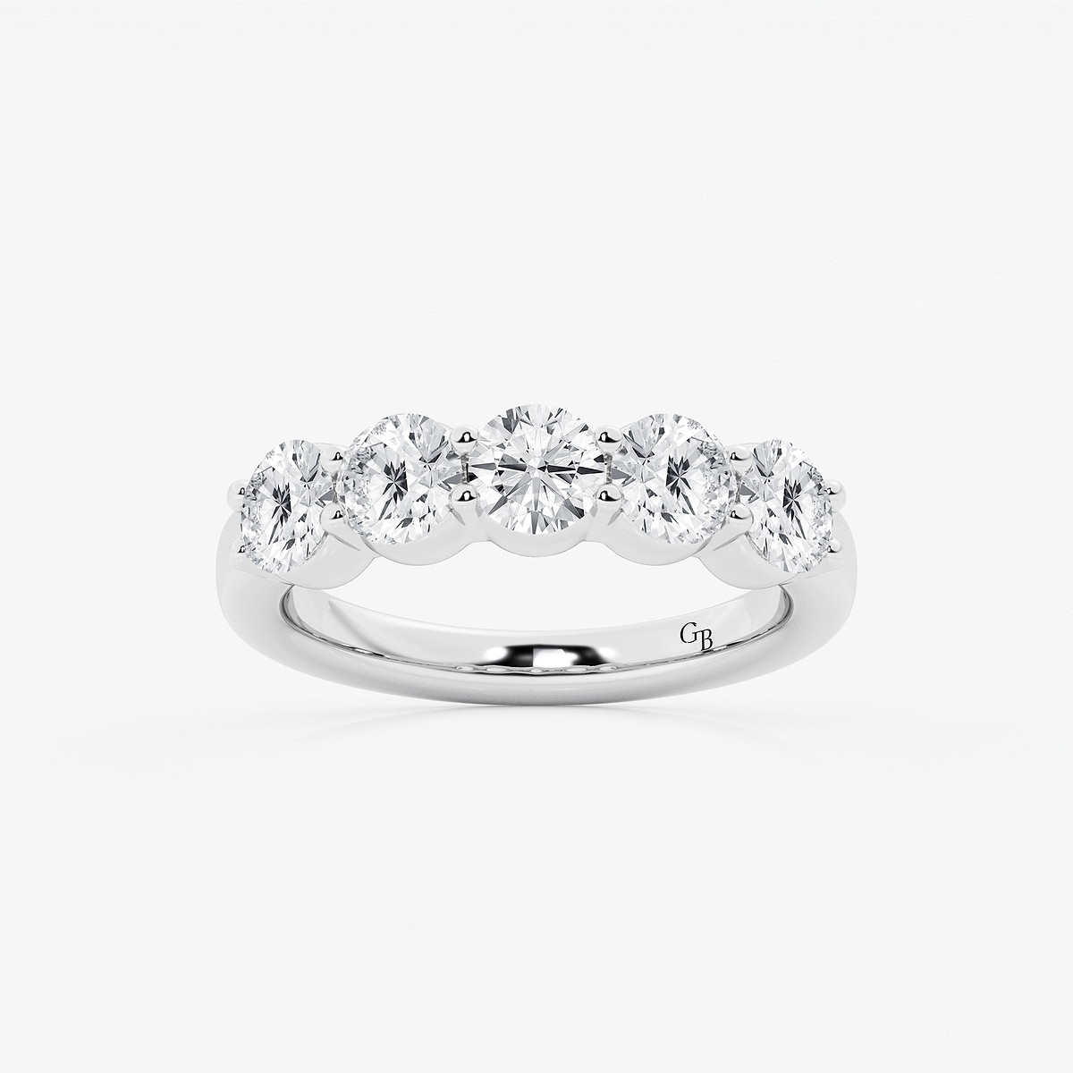 2 ctw Round Lab Grown Diamond Five Stone Shared Prong Anniversary Band